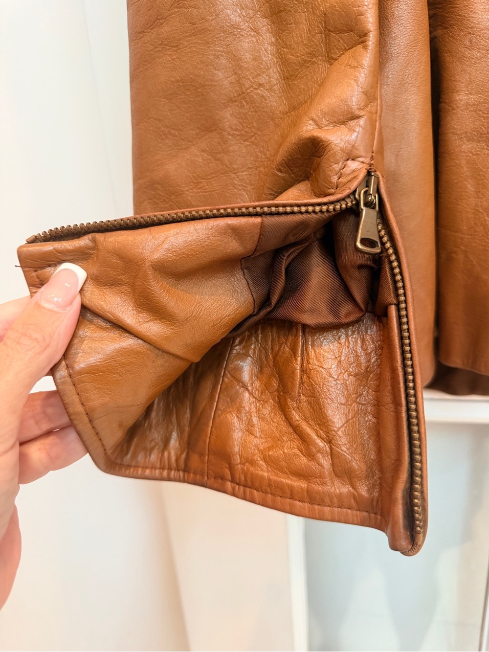 Vintage Gardini 70’s Made in Italy Chestnut Brown Leather Zip Moto Jacket Size M - Picture 7 of 16